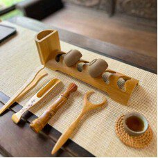 BỘ TRÀ CỤ KÈM GÁC CHÉN TRE