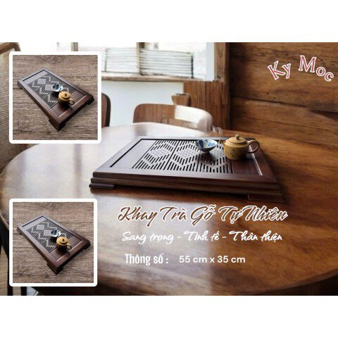 Khay Trà Gỗ Tự Nhiên 55 x 35 cm  KH5535